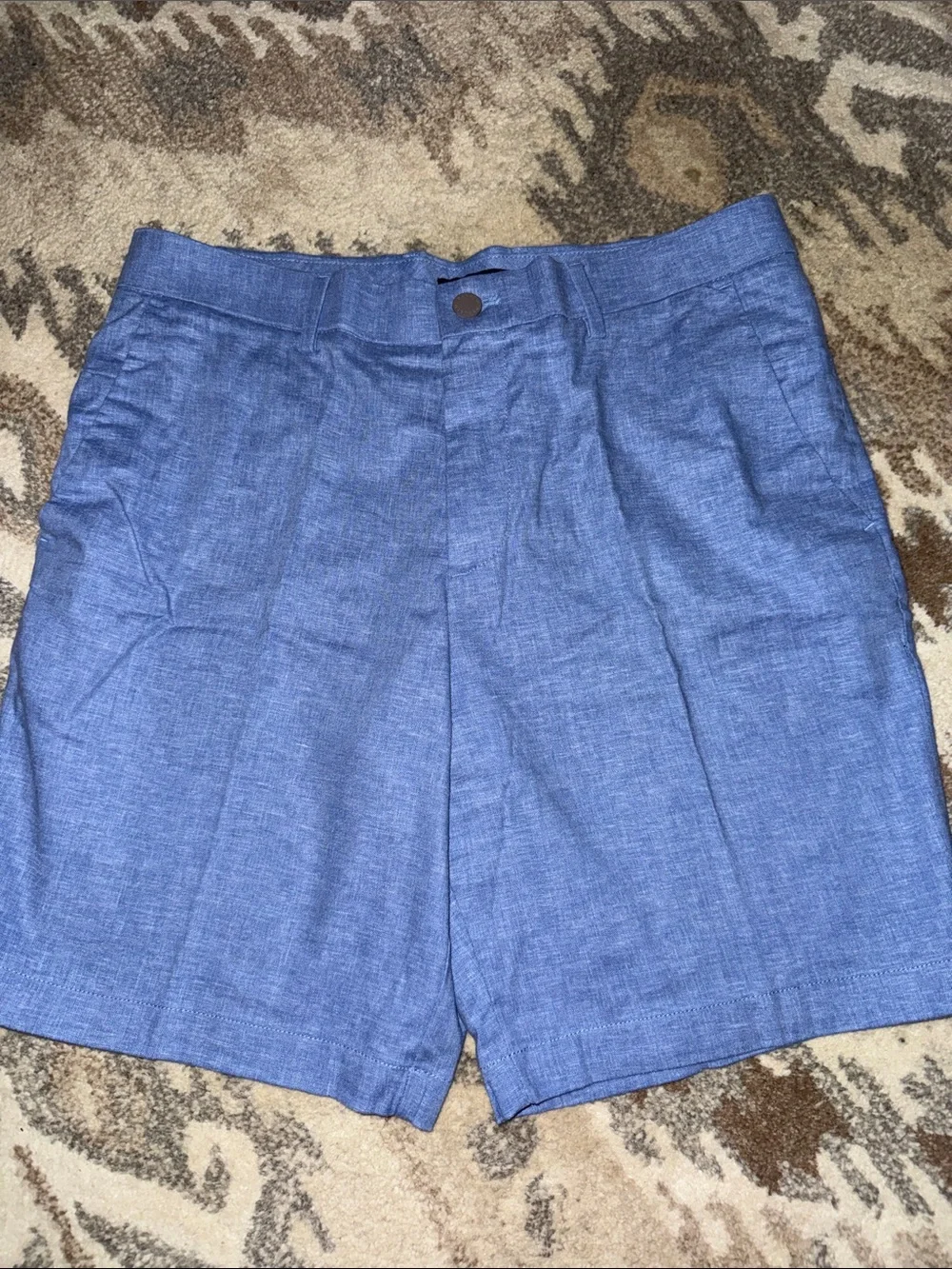 Banana Republic Chambray Linen Flat-Front Shorts 34